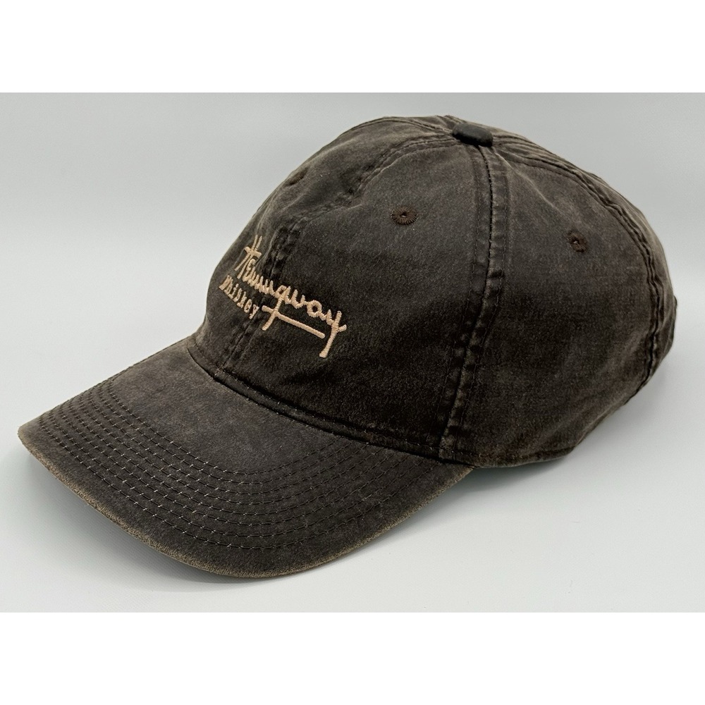 "Hemmingway Whiskey" Oiled Cloth Embroidered Logo Brown Strapback NWOT VHTF